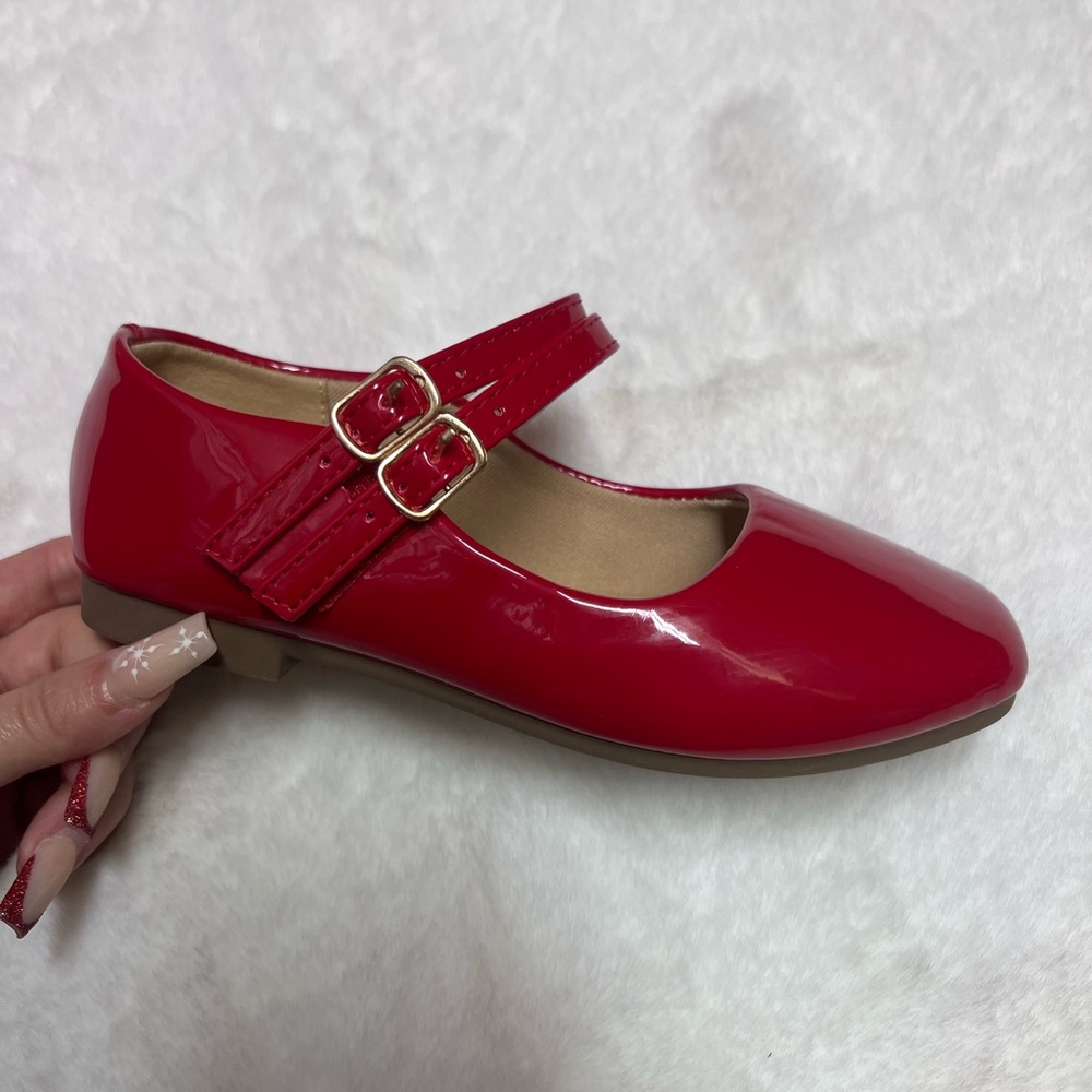 Girls Red Patent Flats